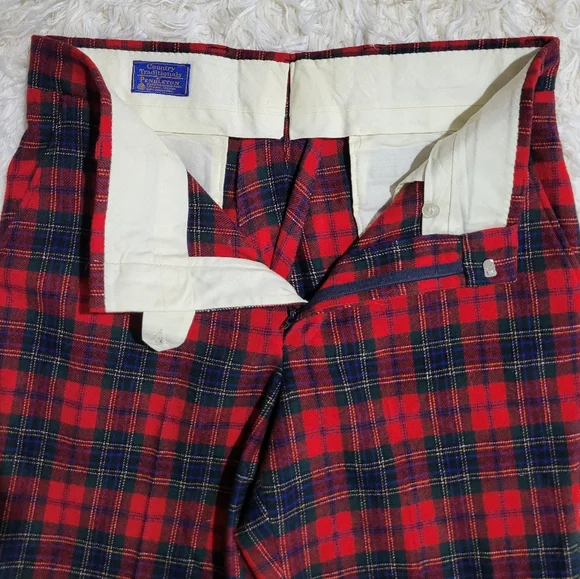 Pendleton Red and Black Dress Pants with Straight Leg Cut